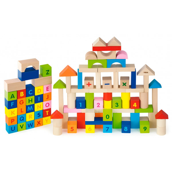 Фото - Деревянный конструктор Viga Toys Алфавит и числа 100 шт. (50288)