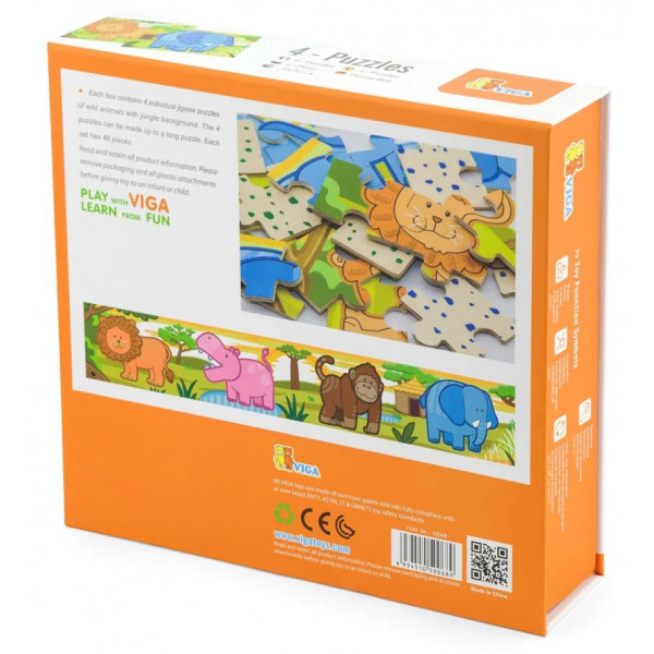 Фото - Пазлы (до 2 лет) Viga Toys Джунгли 4 в 1 48 эл. (50068)