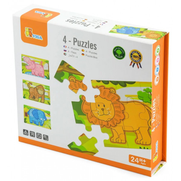 Фото - Пазлы (до 2 лет) Viga Toys Джунгли 4 в 1 48 эл. (50068)