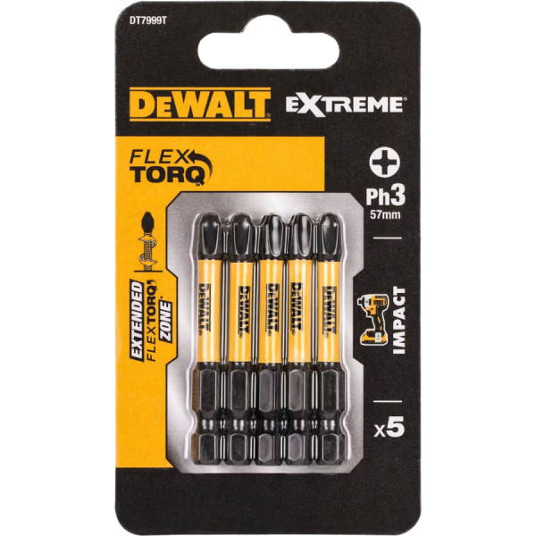 Фото - Набор бит для отвертки DeWALT Impact Torsion Extreme Ph3 50mm 5 шт. (DT7999T)