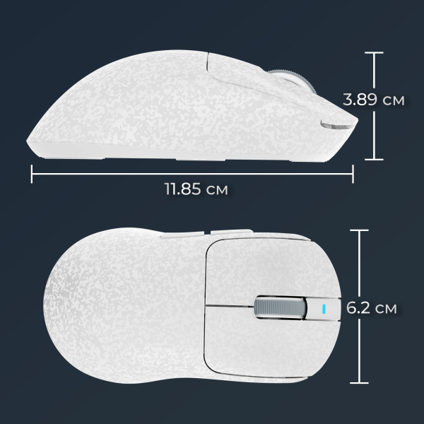 Фото - Мышь беспроводная игровая Ajazz AJ199 Carbon fiber Wireless/Bluetooth/USB White (AJ199-W)