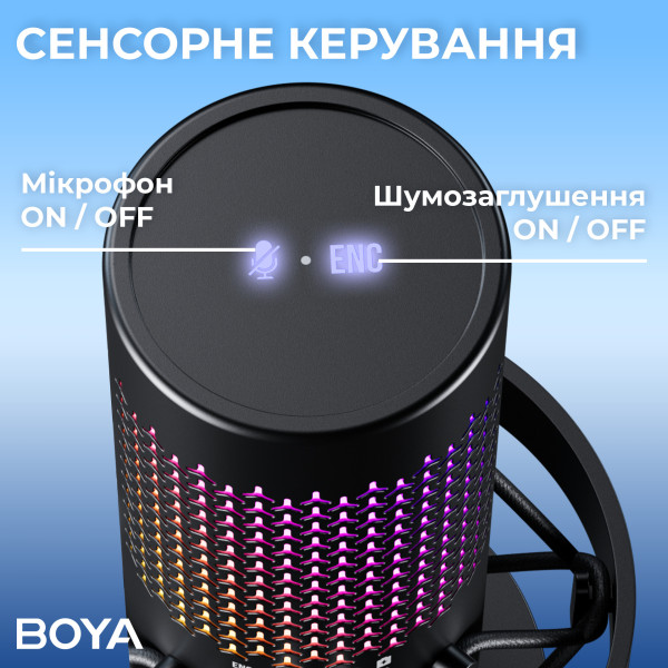 Фото - Микрофон для компьютера беспроводной Boya K5-02 RGB Black