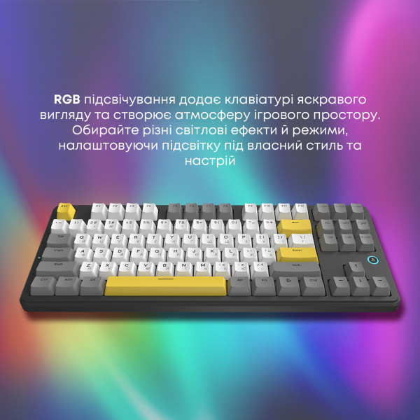 Фото - Клавиатура проводная игровая Ajazz AK870 V2 Flying Fish switches Black Gray Yellow (AK870-V2-FF-BGY)