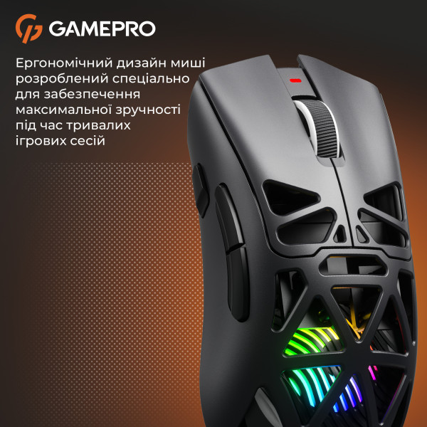 Фото - Мышь беспроводная игровая GamePro Genesis Spider Wireless/Bluetooth/USB PixArt PAW3311 Sensor Black (GM870B)