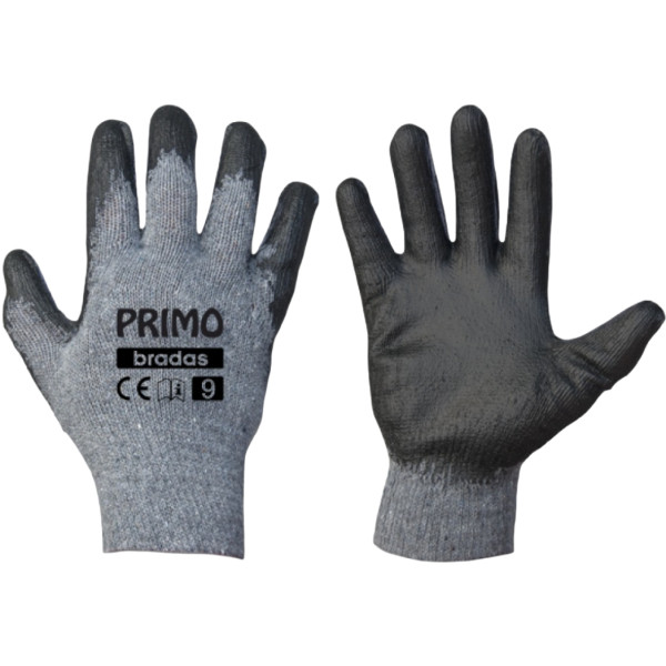 Фото - Перчатки садовые BRADAS Primo с латексным покрытием, размер 8, 12 пар Серые (RWPR8)