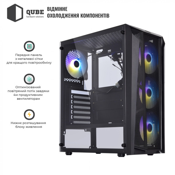 Фото - Корпус QUBE BOREY V2.0 ARGB Black (BOREY_F5NU3_V2.0)