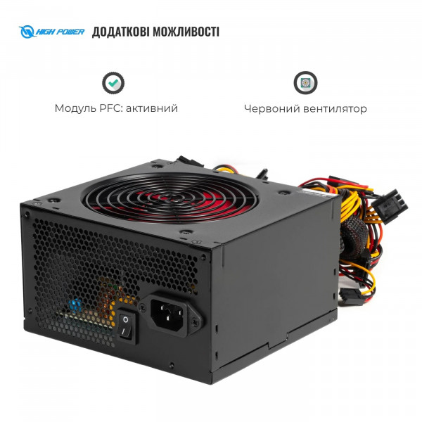 Фото - Блок питания для ПК HighPower 600W 80+ Bronze (HPE-600BR-A12S)