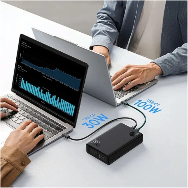 Фото - Батарея мобильная Baseus Adaman 24000mAh 140W USB-A+2xUSB-C + кабель USB-C Cluster Black (P10021508113-00)