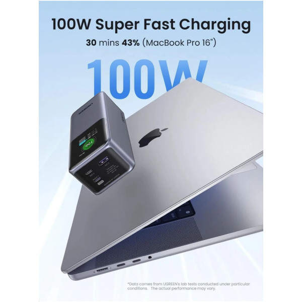 Фото - Батарея мобильная UGREEN PB721 20000mAh 130W USB-A+2xUSB-C Fast Charging Gray (35524B)