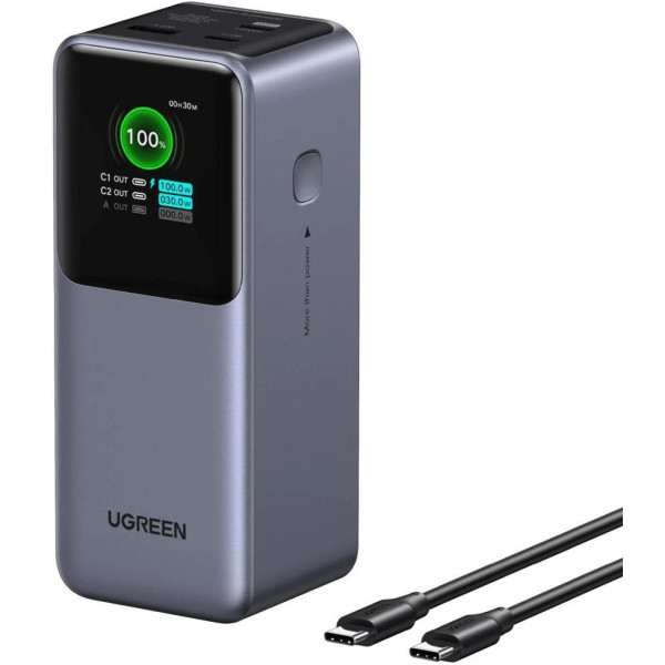 Фото - Батарея мобильная UGREEN PB721 20000mAh 130W USB-A+2xUSB-C Fast Charging Gray (35524B)