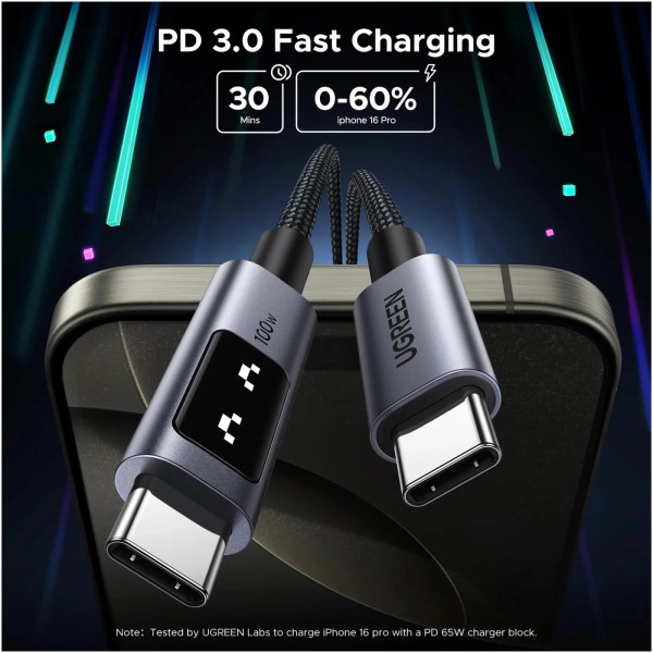 Фото - Кабель синхронизации данных UGREEN L509 Uno USB-C to USB-C PD Fast Charging Cable 5A Max 1m (35501)
