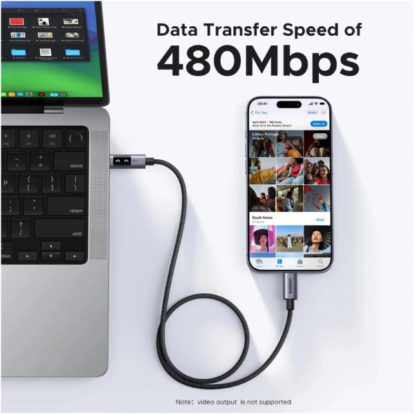 Фото - Кабель синхронизации данных UGREEN L509 Uno USB-C to USB-C PD Fast Charging Cable 5A Max 1m (35501)