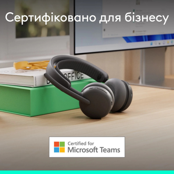 Фото - Гарнитура беспроводная Logitech Zone Wireless 2 ES for Business Graphite TEAMS version with receiver (981-001493)