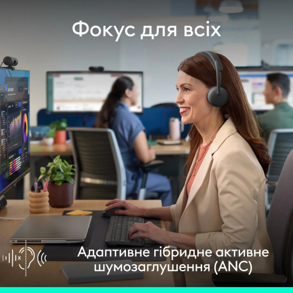 Фото - Гарнитура беспроводная Logitech Zone Wireless 2 ES for Busines Graphite UC version (981-001498)