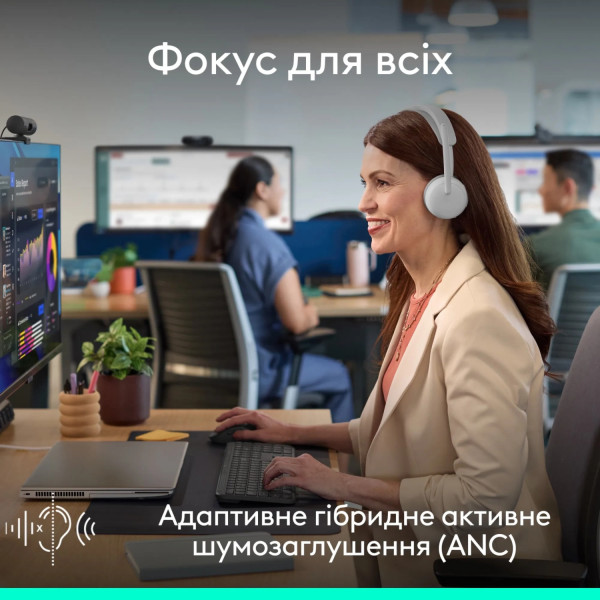Фото - Гарнитура беспроводная Logitech Zone Wireless 2 ES for Business Off-White TEAMS version with receiver (981-001520)