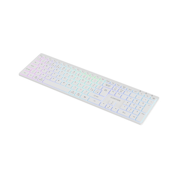 Фото - Клавиатура беспроводная Canyon HKB-W11 Slim Dual Mode Wireless RGB EN/UA White (CNS-HBTK11W)