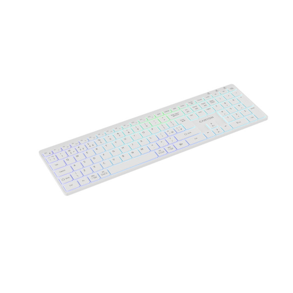 Фото - Клавиатура беспроводная Canyon HKB-W11 Slim Dual Mode Wireless RGB EN/UA White (CNS-HBTK11W)