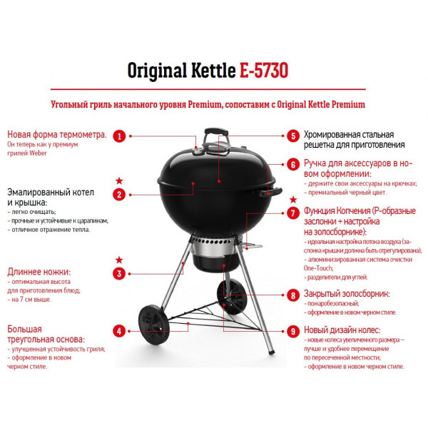 Фото - Мангал для пикника Weber Original Kettle E-5730 57 см (14201004)