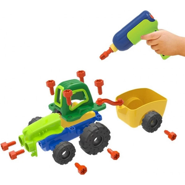 Фото - Пластиковый конструктор Edu-Toys Трактор с инструментами 29 деталей (JS030)