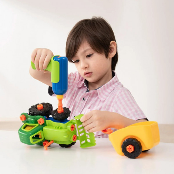 Фото - Пластиковый конструктор Edu-Toys Трактор с инструментами 29 деталей (JS030)