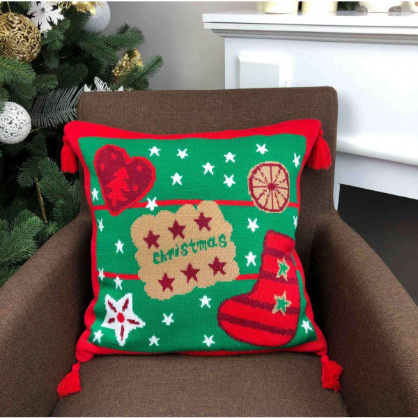 Фото - Наволочка Прованс вязаное Печенье Зеленая 45х45 (023246)