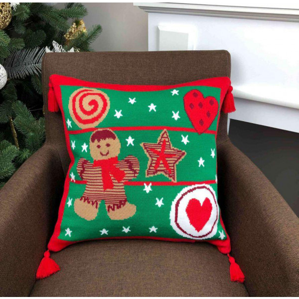 Фото - Наволочка Прованс вязаное Печенье Зеленая 45х45 (023246)