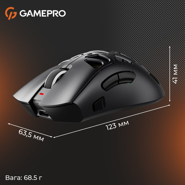Фото - Мышь беспроводная игровая GamePro Genesis Spider Wireless/Bluetooth/USB PixArt PAW3311 Sensor Black (GM870B)