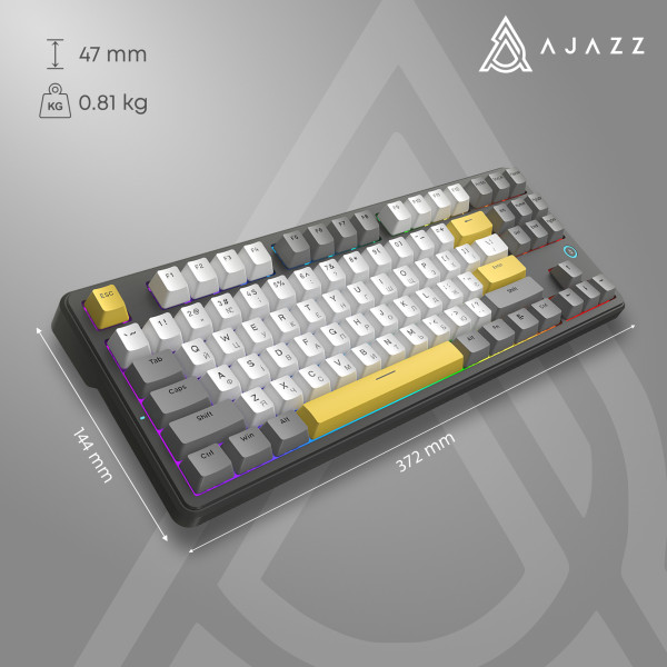 Фото - Клавиатура проводная игровая Ajazz AK870 V2 Flying Fish switches Black Gray Yellow (AK870-V2-FF-BGY)