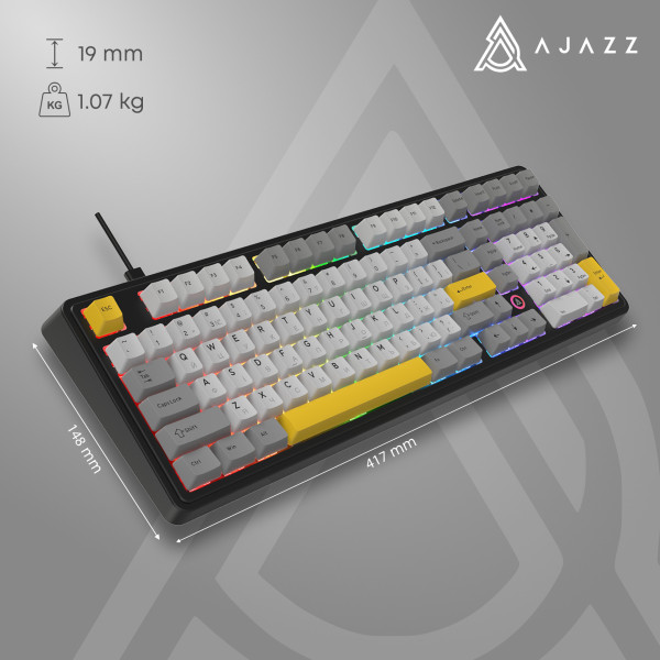 Фото - Клавиатура проводная игровая Ajazz AK980 MAX Magnetic switches Black Gray Yellow (AK980-MAX-M-BGY)