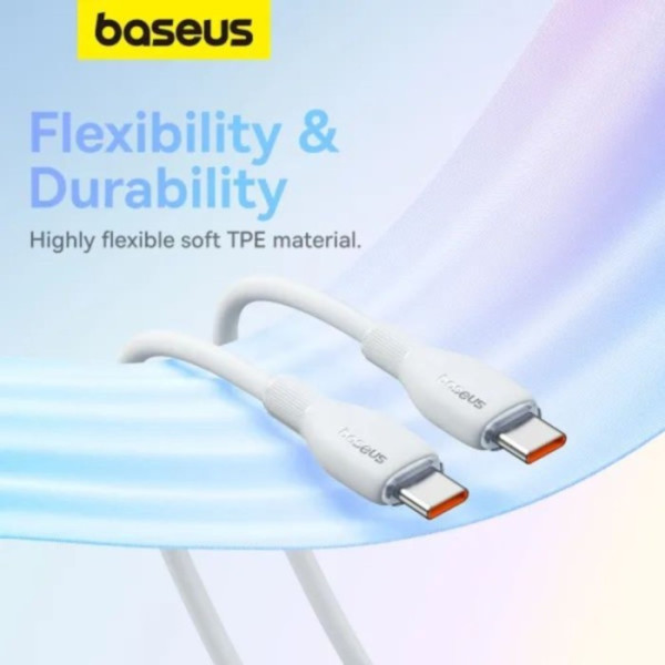 Фото - Кабель синхронизации данных Baseus Type-C/Type-C 100W 2m White (P10355702221-01)