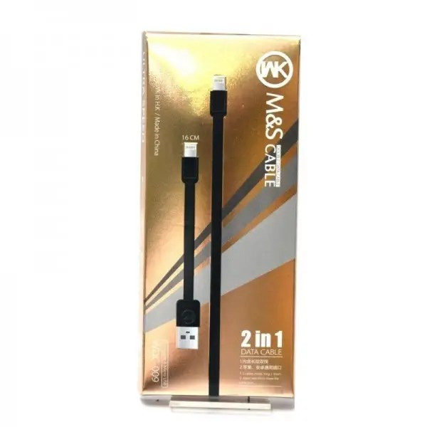Фото - Кабель синхронизации данных WK WDC-009 M&S USB - Lightning + micro USB (M/M) 1m Black (2000700004696)