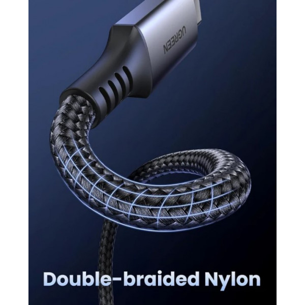 Фото - Кабель синхронизации данных UGREEN US567 USB-C to USB-C PD Fast Charging Cable 1m Black/Gray (15373)