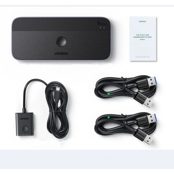 Фото - Хаб USB UGREEN CM662 USB 3.0 Sharing Switch 2 In 4 Out Black (15705)