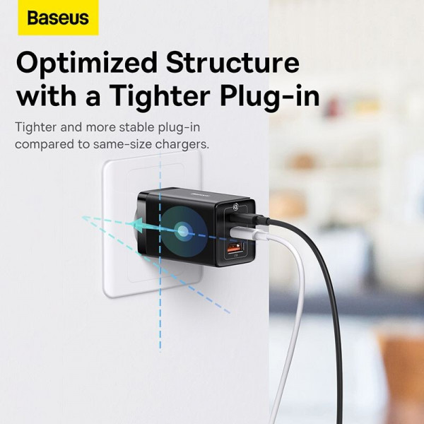Фото - Сетевое зарядное устройство Baseus 65W GaN5 Pro 2C+U (CCGP120201) Black