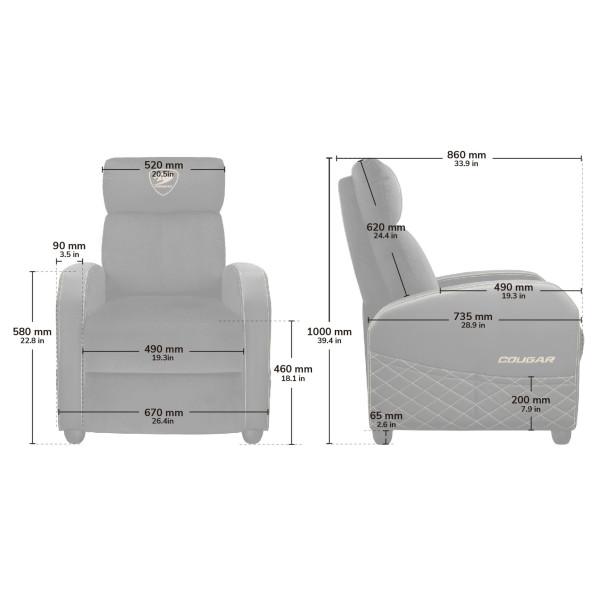Фото - Кресло для геймеров Cougar RANGER ELITE JET GRAY