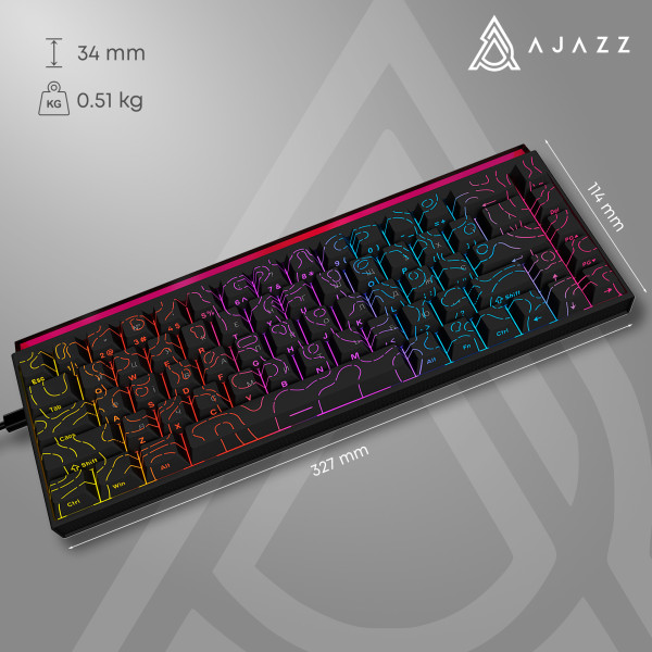 Фото - Клавиатура проводная игровая Ajazz NK68 Red switches Side Contour Black (NK68-R-S-B)