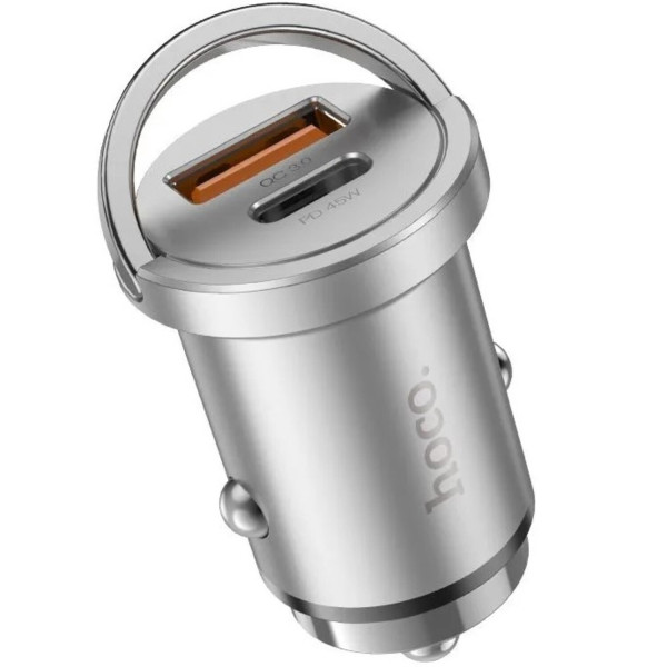 Фото - Автомобильное зарядное устройство HOCO NZ10 Handy PD45W+QC3.0 car charger Silver (6942007601825)