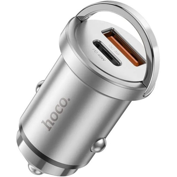 Фото - Автомобильное зарядное устройство HOCO NZ10 Handy PD45W+QC3.0 car charger Silver (6942007601825)