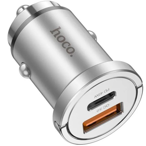 Фото - Автомобильное зарядное устройство HOCO NZ10 Handy PD45W+QC3.0 car charger Silver (6942007601825)