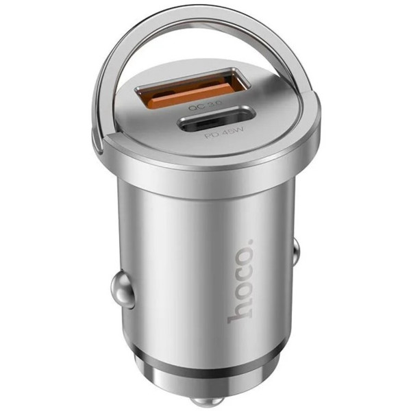 Фото - Автомобильное зарядное устройство HOCO NZ10 Handy PD45W+QC3.0 car charger Silver (6942007601825)