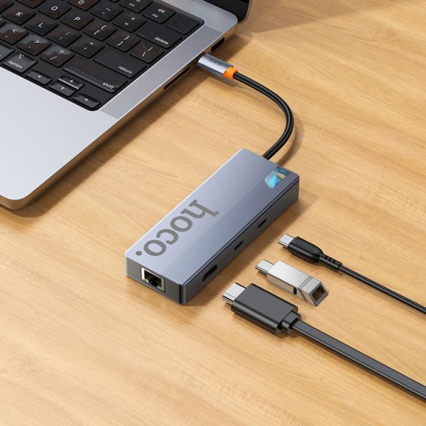 Фото - Хаб USB HOCO HB52 Wow 8-in-1 multi-function converter Deep Space Gray (6942007647311)