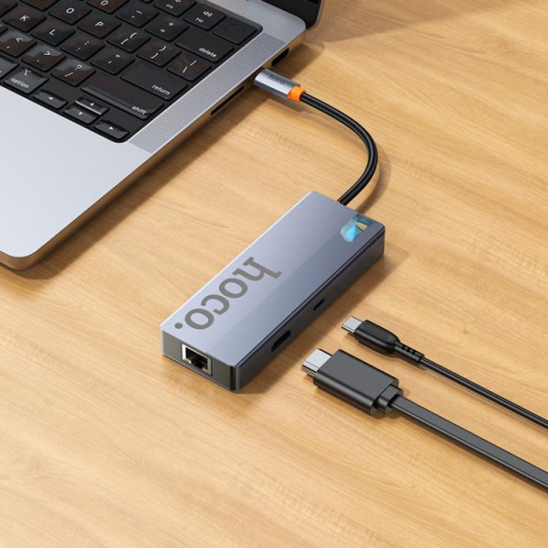 Фото - Хаб USB HOCO HB51 Wow 6-in-1 multi-function converter Deep Space Gray (6942007647304)