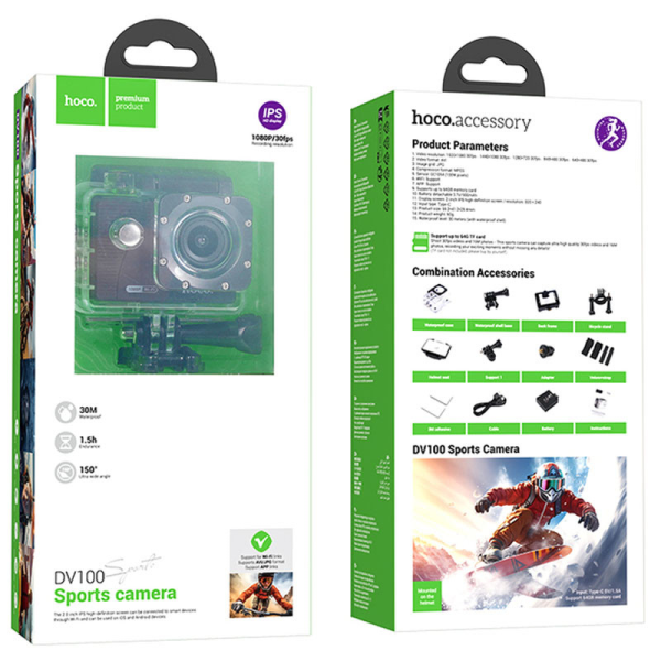 Фото - Экшн-камера HOCO DV100 sports camera Black (6942007616799)