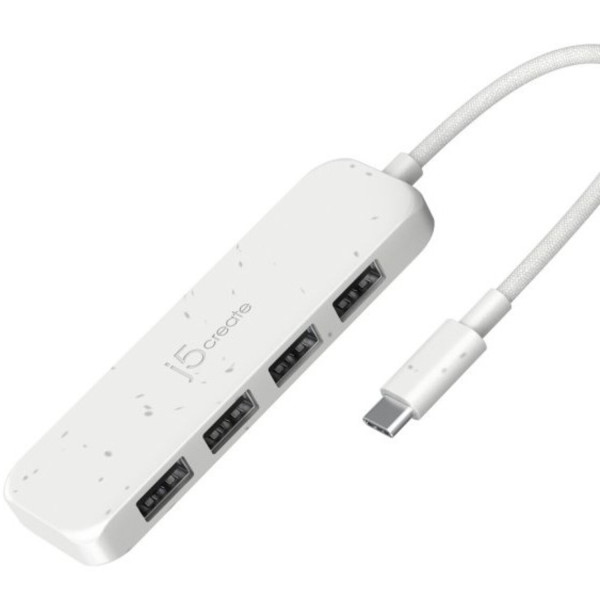 Фото - Хаб USB J5create USB 3.2 USB-С 4 USB-A Nature White (JCH341EW-N)