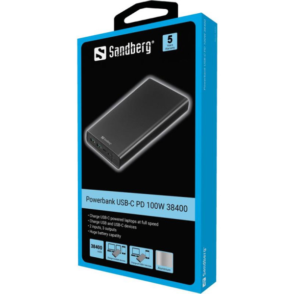 Фото - Батарея мобильная Sandberg PD 127W 5A 40000 mAh, 2хUSB Type-C OUT (420-63)