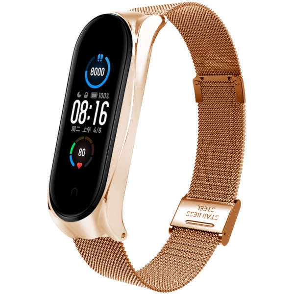 Фото - Ремешок для фитнес-браслета BeCover Metal for Xiaomi Mi Smart Band 8 Rose Gold (709360)