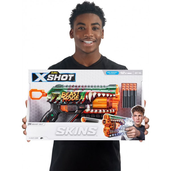 Фото - Бластер многозарядный ZURU X-SHOT Skins Griefer Beast Out (12 патронов) (36561A)