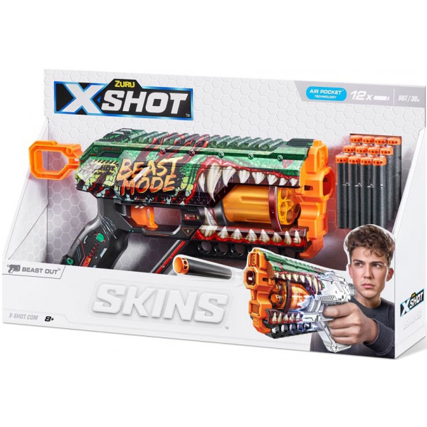 Фото - Бластер многозарядный ZURU X-SHOT Skins Griefer Beast Out (12 патронов) (36561A)