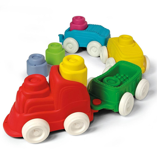 Фото - Базовый игровой транспорт для малыша Clementoni с конструктором Sensory Train серия Soft Clemmy (17424)