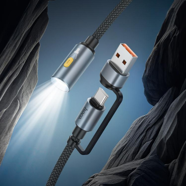 Фото - Кабель синхронизации данных HOCO UA38C USB/Type-C to LED Black (6942007647755)
